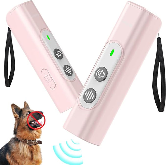 Anti Barking Device for Dogs - Dog Bark Deterrent Devices for Stopping Bad Dog Behavior - Ultrasonic Dog Bark Deterrent, Refuse to Shout and Slap - Best Anti Barking Device Rechargeable（Pink）
