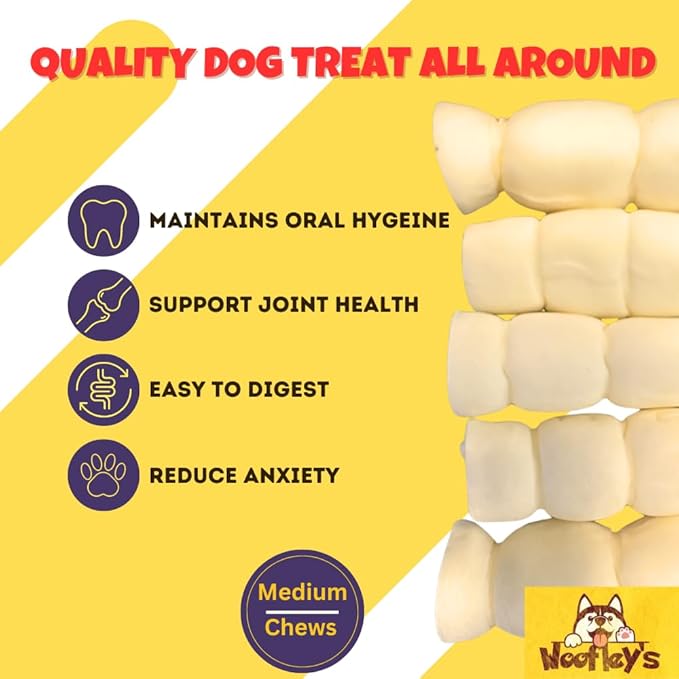 Woofley's 5-6" Buffalo Beef Cheek Roll -(100 Count)- Beef Cheek Rolls for Dogs - Long Lasting Natural Dog Chews