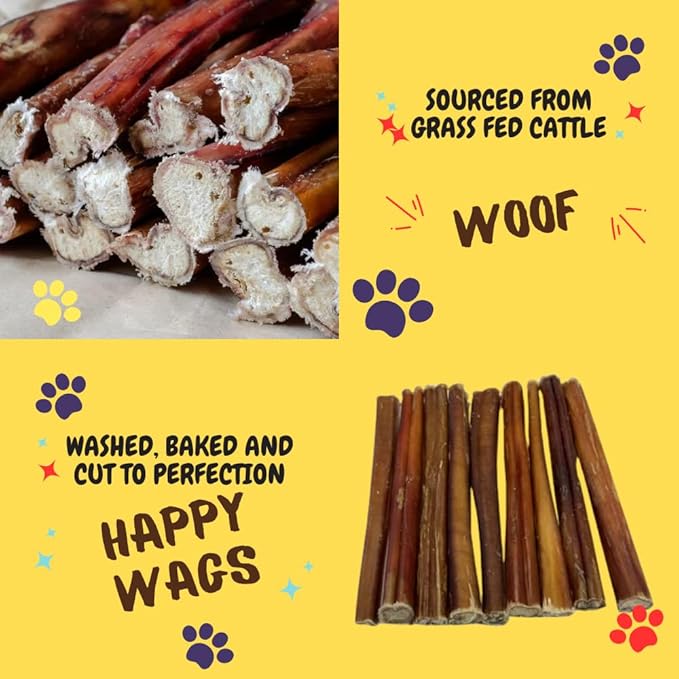Woofley's 6" Regular Sized Buffalo Bully Sticks - (25 Count) - Bully Sticks for Dogs - Long Lasting Bully Stick Dog Chews