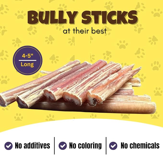 Woofley's 4-5" Bulk Bully Sticks - (50 Count) - Bully Sticks for Dogs - Long Lasting Dog Chews