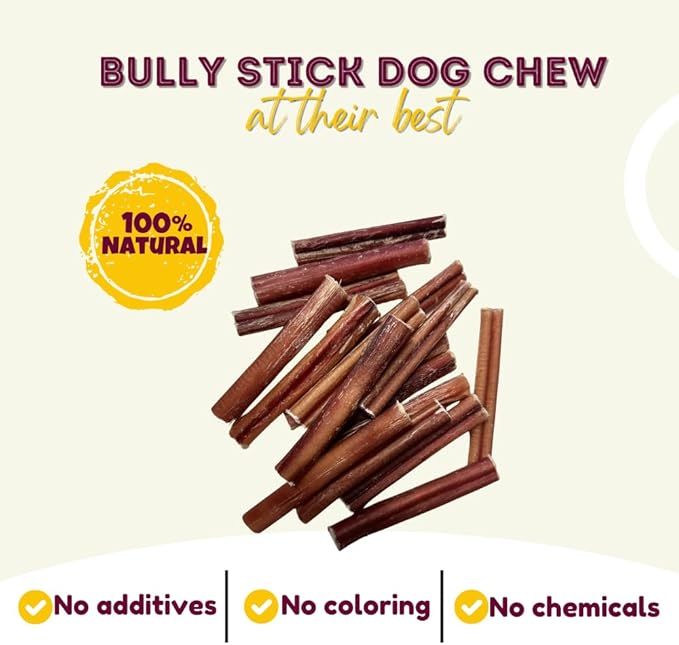 Woofley's 6" Regular Sized Buffalo Bully Sticks - (100 Count) - Bully Sticks for Dogs - Long Lasting Bully Stick Dog Chews