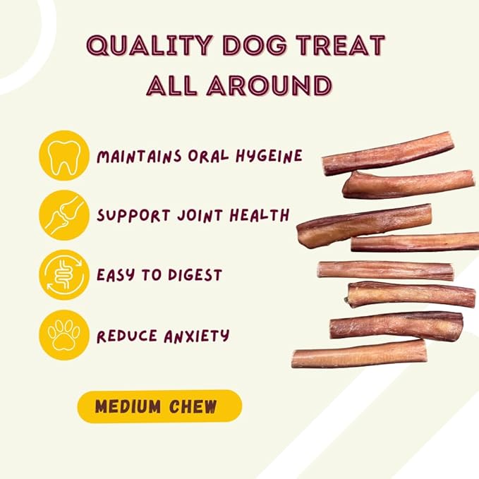 Woofley's 6" Regular Sized Buffalo Bully Sticks - (100 Count) - Bully Sticks for Dogs - Long Lasting Bully Stick Dog Chews