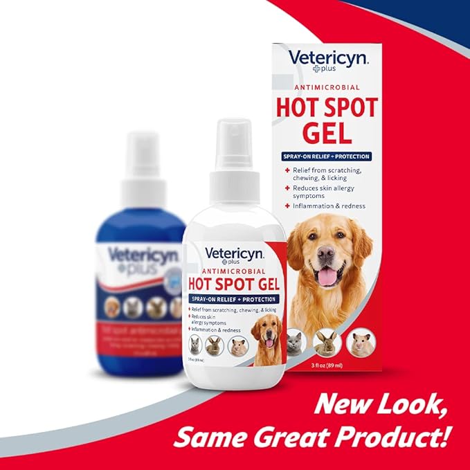 Vetericyn Plus Dog Hot Spot Gel | Spray-On Hot Spot Care for Dogs, Relieves Dog Itchy Skin and Allergy Symptoms, Helps with Skin Inflammation and Redness, Safe for All Animals. 3 ounces