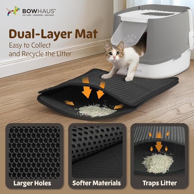 Fully Enclosed Cat Litter Box w/Lid, Scoop, Litter Mat & Odor Fitter, Large Plastic Cat Toilet with Double Door, Anti-Splashing Gato Litter Box with Lockable Front Door, Beige/Pink