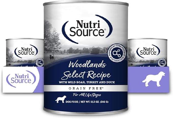 NutriSource Grain Free Woodlands Select Recipe Dog Food, Premium Wet Dog Food, 12.3 Ounce (Pack of 12)