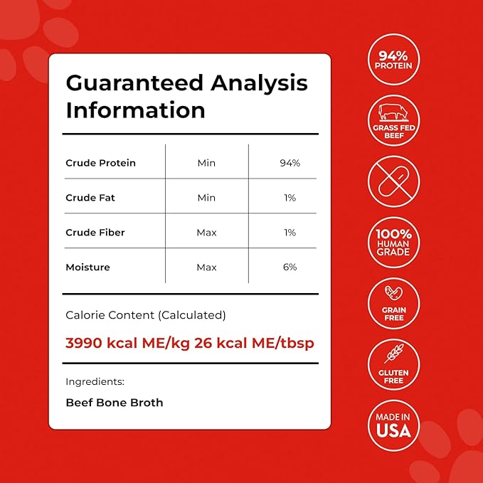 Beef Bone Broth for Dogs - High Protein Bone Broth for Cats - Beef Bone Broth Powder for Dogs - Dehydrated Beef Cat Food Toppers - Dog Safe Bone Broth - Bone Broth Topper for Dogs