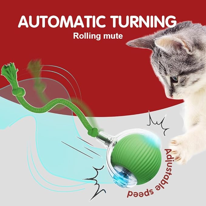 Yilia Interactive Rolling Cat Dog Ball Toy, Upgrade Automatic Moving Cat Toys, Self Rolling Dog Ball Interactive Cat Toys, Smart Automatic Electric Balls Toys for Bored Cats Dogs (GR+GN)