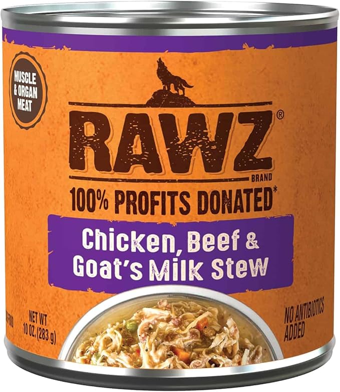 Rawz STEW -Goat's Milk Dog Food, 10 Ounce Cans (Chicken/Beef & Goats Milk) Case of 12 Cans