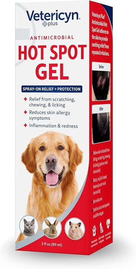 Vetericyn Plus Dog Hot Spot Gel | Spray-On Hot Spot Care for Dogs, Relieves Dog Itchy Skin and Allergy Symptoms, Helps with Skin Inflammation and Redness, Safe for All Animals. 3 ounces