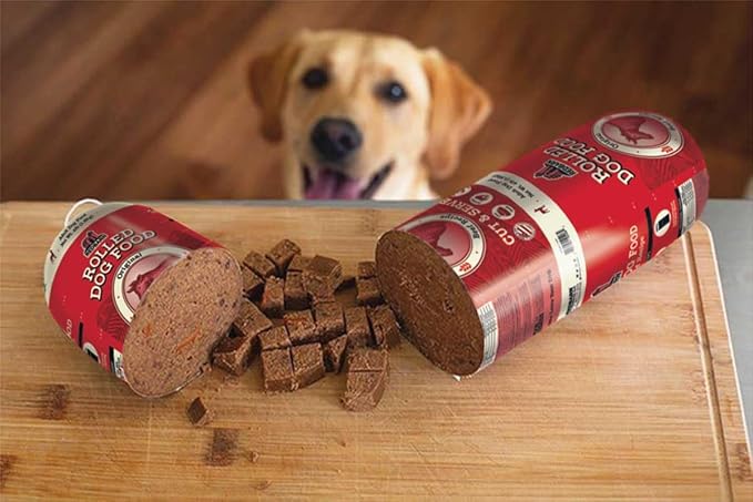 Redbarn Pet Products Premium Rolled Dog Food, Semi-Moist, Beef Recipe - High Protein Full Feed, Topper, Training Treat, or Pill Pouch - Balanced Meal with Functional Ingredients - 4 lb, 8 Rolls
