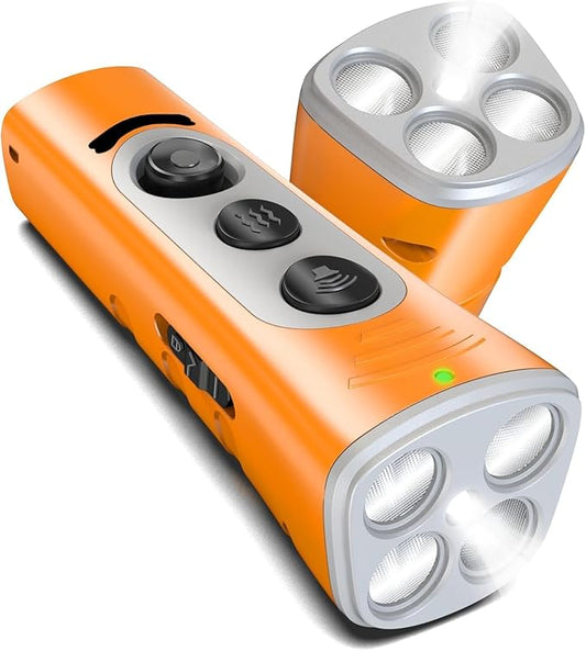 MODUS 2025New Anti Barking Device, 4X Ultrasonic Emitters Dog Bark Deterrent Device, Rechargeable Handheld Dog Barking Control Devices Dog Training&Behavior Aids with 50ft Range Indoor Outdoor(Yellow)