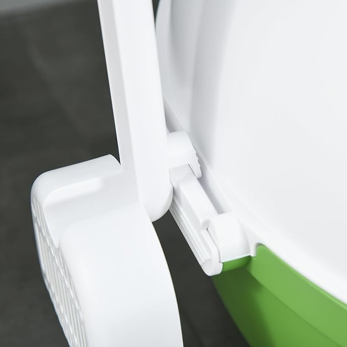 PawHut Hooded Cat Litter Box, Large Kitty Litter Pan with Lid, Scoop, Leaking Sand Pedal, Top Handle, Dark Green