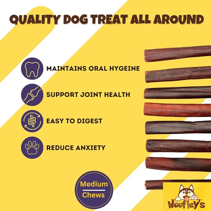 Woofley's 6 Inch Collagen Sticks for Dogs - (100 Count) Bully Stick Rawhide Alternative Dog Chews No Hide Bones for Medium & Large Dogs