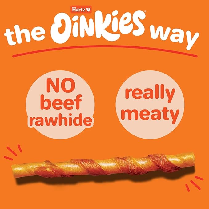 Hartz Oinkies Tender Twists with Real Chicken Breast Rawhide-Free Dog Treats, Highly Digestible Dog Chews, 72 Count