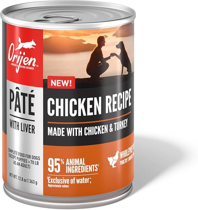 ORIJEN Pate Wet Dog Food Chicken Recipe with Liver 12.8oz Cans (12 Count)