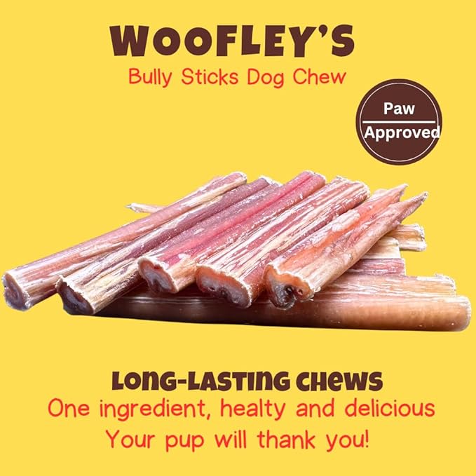 Woofley's 4-5" Bulk Regular Bully Sticks - (20 Count) - Bully Sticks for Dogs - Long Lasting Bully Stick Dog Chews