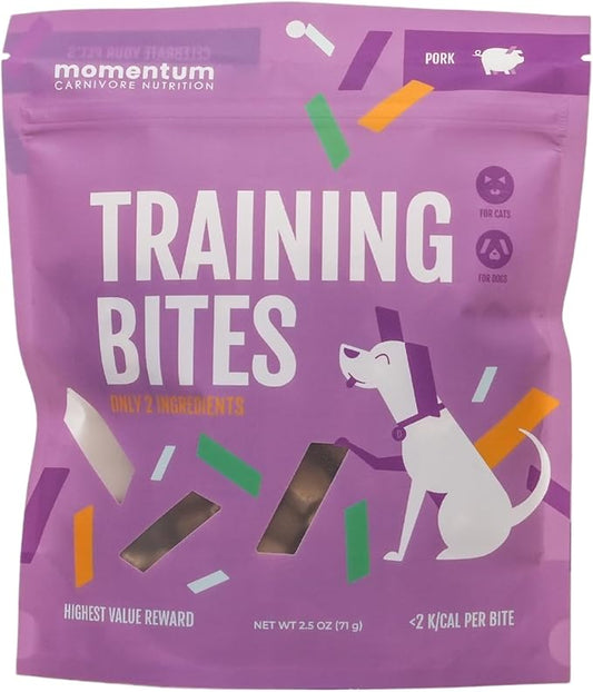 Momentum Carnivore Nutrition Freeze-Dried Pork Training Bites – Two Ingredients-Pork Kidney and Heart, Grain-Free, All-Natural Dog Treats –Made in USA – Perfect for Training & Rewards- 2.5 oz Bag