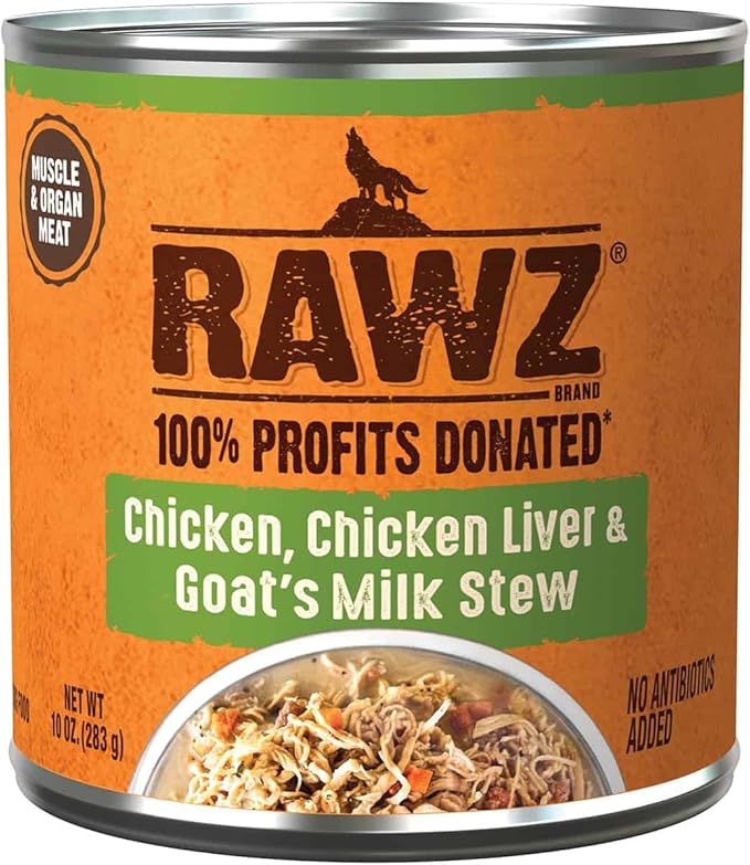Rawz STEW & Goat's Milk Dog Food, 10 Ounce Cans (Chicken/Chicken Liver & Goats Milk) -Case of 12 Cans