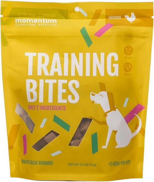 Momentum Carnivore Nutrition Freeze-Dried Chicken Training Bites – Two Ingredients-Chicken Gizzard and Heart, All-Natural Dog Treats –Made in USA – Perfect for Training & Rewards- 2.5 oz Bag