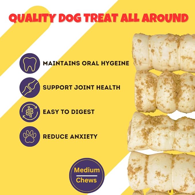 Woofley's 5-6" Bully Dusted Beef Cheek Roll - (5 Count)- Beef Cheek Rolls for Dogs - Long Lasting Natural Dog Chews