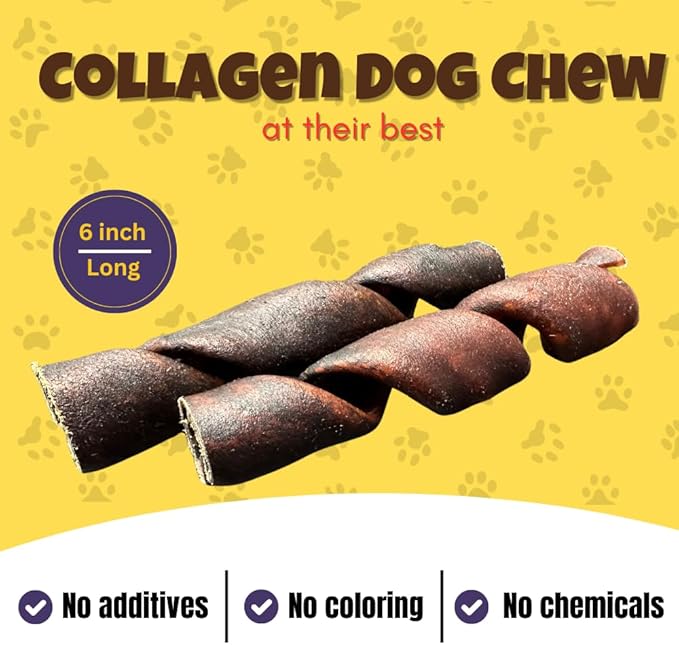 Woofley's 6 Inch Collagen Springs - 12 Count - Collagen Chews for Medium & Large Dogs - Bully Stick Spiral Rawhide Alternative