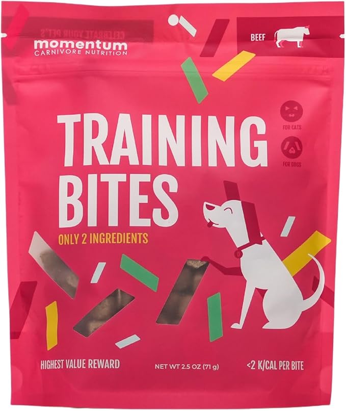 Momentum Carnivore Nutrition Freeze-Dried Beef Training Bites – Two Ingredients-Beef Kidney and Heart, Grain-Free, All-Natural Dog Treats –Made in USA – Perfect for Training & Rewards- 2.5 oz Bag