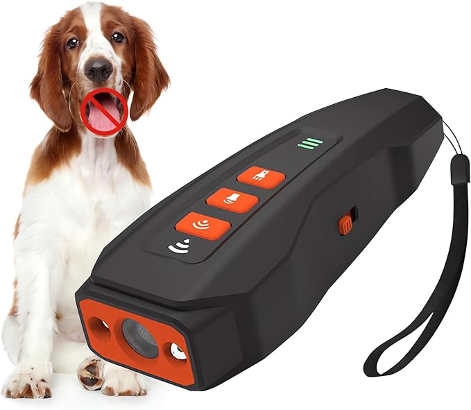 Dog Bark Deterrent Devices,Rechargeable Anti Barking Device Up to 32.8ft Effective Control Range Stops Bad Behavior Dog,Safe for Human & Dogs,Better than Shock Collars or Dog Training Collars,Black
