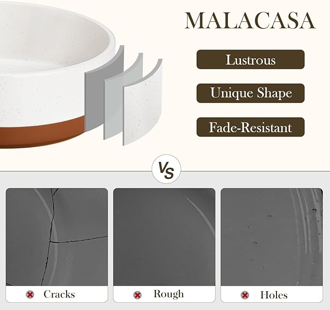 MALACASA Dog Bowls, Ceramic Dog Food and Water Bowls for Medium Size Dogs, 3.5 Cups Capacity Pet Bowl for Medium Dogs (M-3.5 Cups)