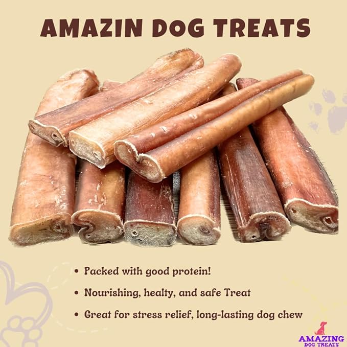 Amazing Dog Treats Bully Sticks 6 Inch - Extra Thick, Long Lasting - 25 Pcs/Pck