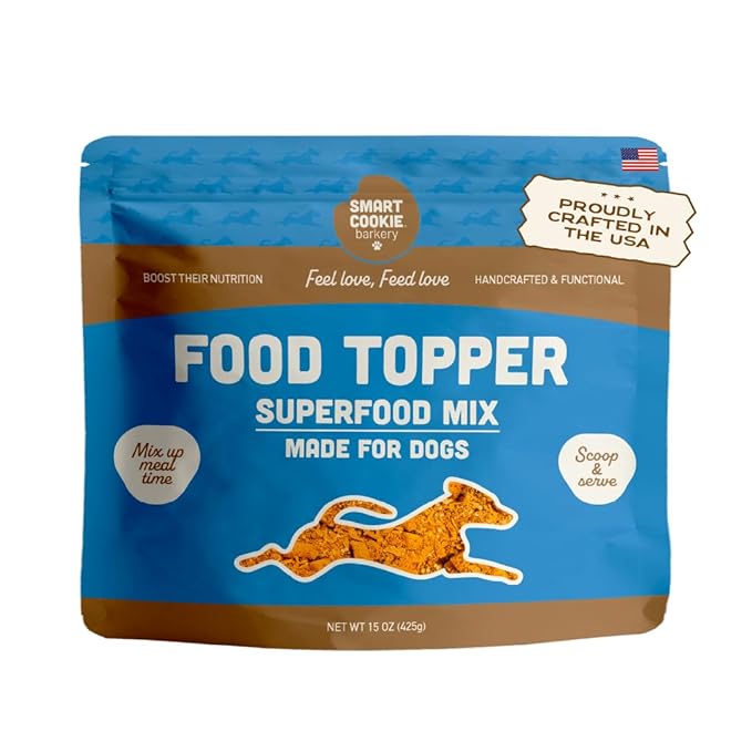 Smart Cookie Natural Dog Food Topper - Superfood - Salmon Dog Meal Mixer for All Ages - Food Topper for Picky Eaters and Boosting Nutrition - Non GMO, Made in The USA - 15 oz Bag (30 Day Supply)