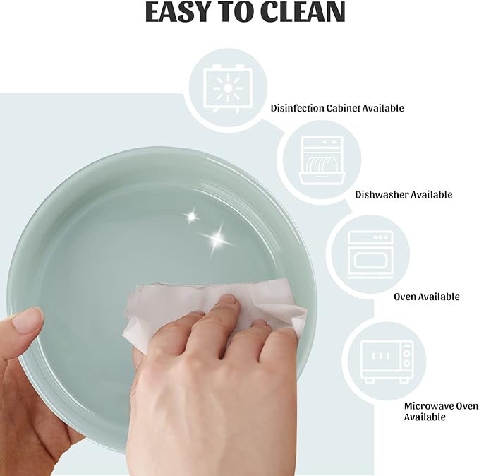 SPUNKYJUNKY 15° Slanted Ceramic Dog and Cat Bowl with Wooden Stand, Tilted Bulldog Food and Water Bowl No Slip Non-Spill for Cats Medium Dogs Big Face Pets 28.7 OZ (3.6 Cups, Morandi Green)