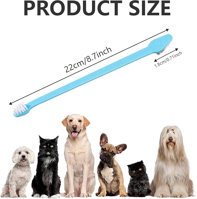 200 PCS Pet Toothbrush Bulk Double Headed Pet Toothbrush Puppy Tooth Brushing Kit for Pets Teeth Cleaning（Blue）