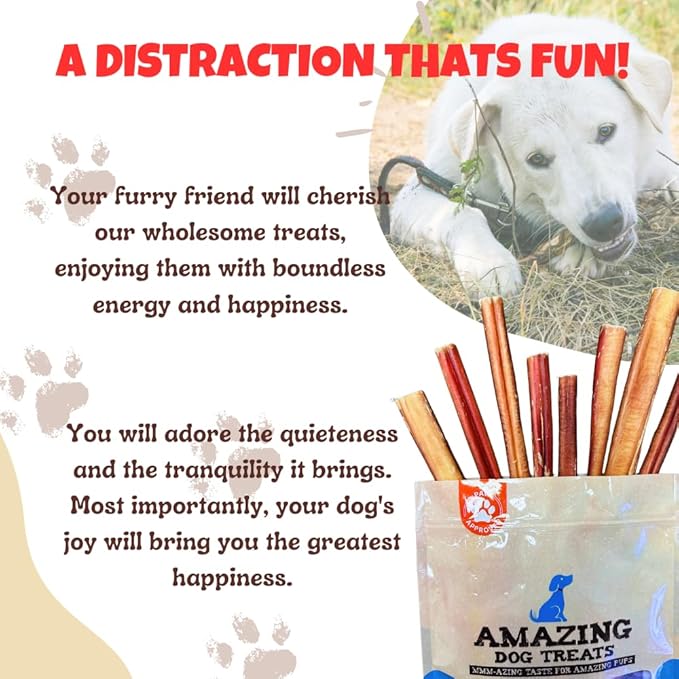 Amazing Dog Treats - 6 Inch Medium Size Bully Sticks (100 Count) - Bulk Bully Sticks for Dogs - No Hide Bully Stick Dog Bones