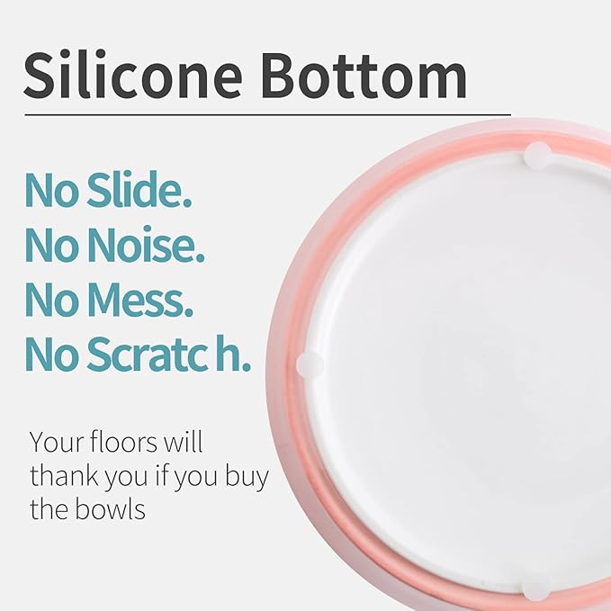 Pink Dog Bowl Ceramic for Medium Large Breed, Heavy Weighted Dog Food Water Dish, 8 in Non - Slip Modern Cute Extra Big Porcelain Pet Bowl Maze Wide Mouth