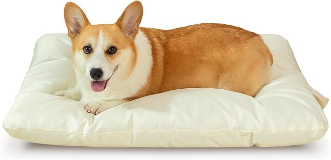 Extra Large Dog Bed Washable Pet Bed Mattress with Oxford Fabric Pillow Cushion for Crate Kennel Pet Easy-Carry Cat Beds,47”Lx29”W,Beige
