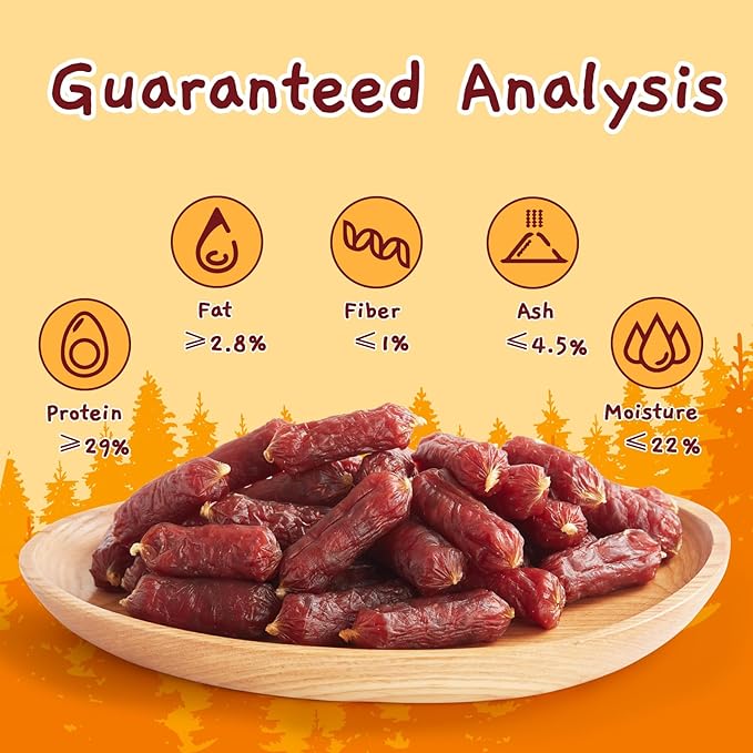 Jungle Calling Beef Sausage Dog Treats, Slow Roasted Beef Jerky Dog Training Treats, Grain-Free Soft Treats for Small and Medium Dogs, 10.6 oz