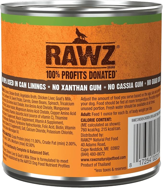 Rawz STEW & Goat's Milk Dog Food, 10 Ounce Cans (Chicken/Chicken Liver & Goats Milk) -Case of 12 Cans