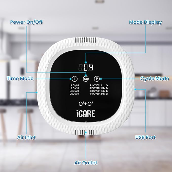 Ozone Odor Eliminator for Strong Odor 10,000mAh Rechargeable Cat Litter Deodorizer Dog Poof Odor Removal Ionizer Air Purifier for Home Toilet Kitchen Pets Shoe Smoke Car Formaldehyde Air Freshener