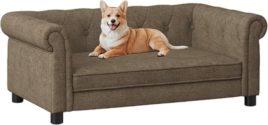 39" Dog Sofa Couch Bed for Small to Large Dogs, Soft Memory Foam Pet Sofa with Removable Cover, Comfortable Pet Couch with Backrest and Armrests, Easy to Clean and Maintain