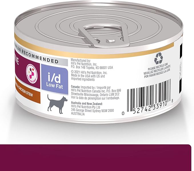 Hill's Prescription Diet i/d Low Fat Digestive Care Rice, Vegetable & Chicken Stew Wet Dog Food, Veterinary Diet, 5.5 oz. Cans, 24-Pack