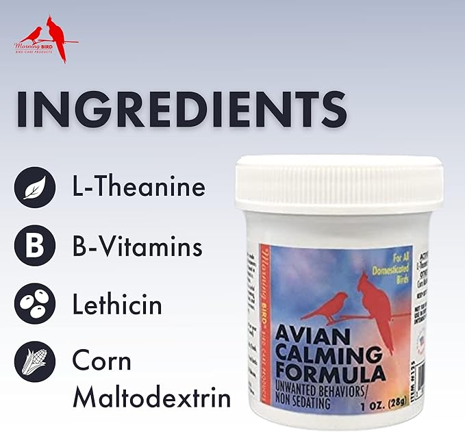 Morning Bird Mood Food (Avian Calming Formula), Non-Sedating Anxiety & Stress Relief Powder for Nervous Birds or Unwanted Behaviors, 6 oz