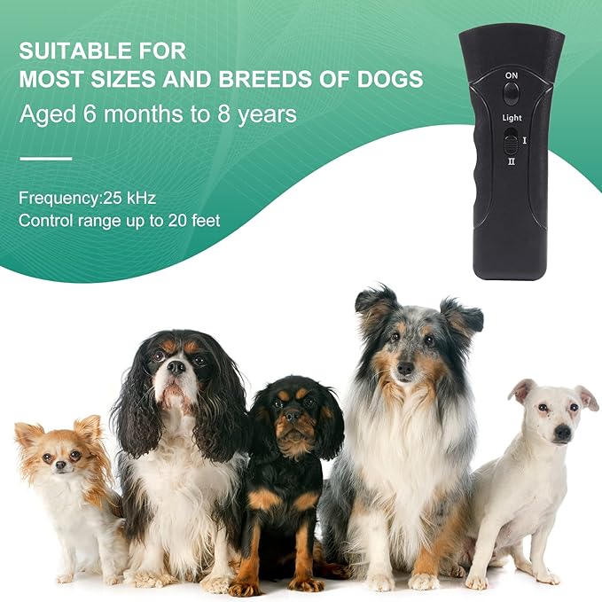 Dog Barking Control Devices,Anti Barking Device,Ultrasonic Dog Barking Control Devices & Training Tool,3 in 1 Bark Control Tool,Correct Poor Behavior, Indoor &Outdoor