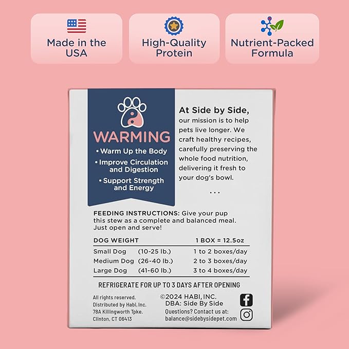 Side by Side Chicken & Lamb Stew, Warming Dog Food for All Breeds, Made of Whole Foods, Every Ingredient Has a Purpose, No Artificial Additives, Fillers, or Gums, Ready to Serve, 12.5 oz, 6 Pack