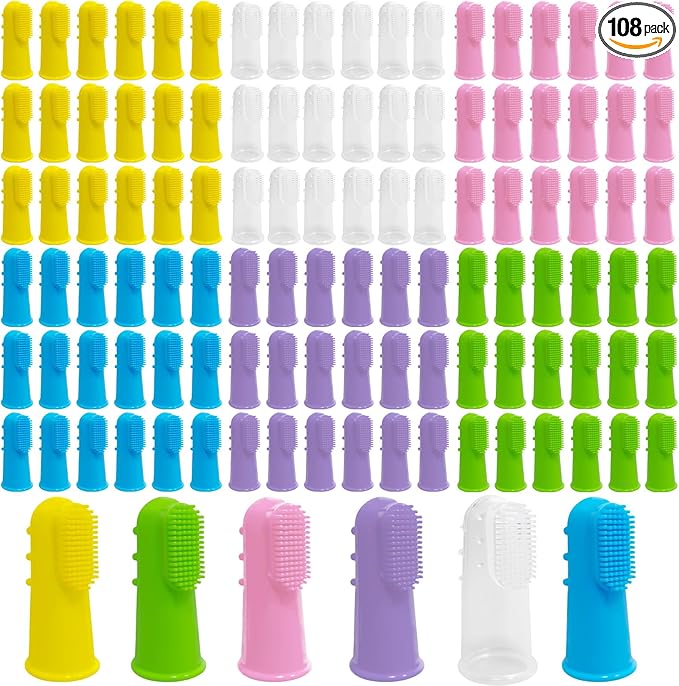 108 Pcs Dog Toothbrush Dog Finger Brushes, Soft Pet Toothbrush Pet Oral Care Dental Brush Easy Teeth Cleaning for Small Cats and Puppy