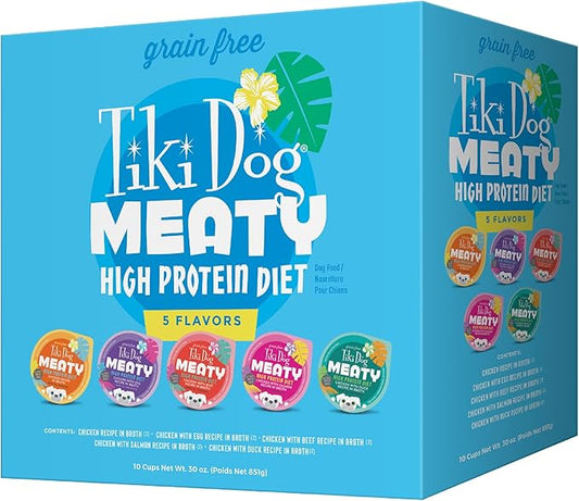 Tiki Dog Meaty Wet Dog Food, Variety Pack, 3 oz. Cup (10 Count)