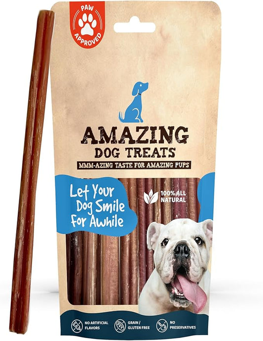 Amazing Dog Treats - 12 Inch Medium Size Bully Sticks (6 Count) - Bulk Bully Sticks for Dogs - No Hide Bully Stick Dog Bones
