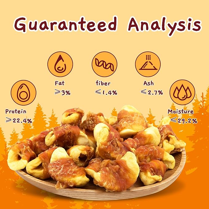 Jungle Calling Dog Treats, Skinless Chicken Wrapped Apple Treats, Gluten and Grain Free, Chewy Dog Bites for Balanced Nutrition, 10.6oz