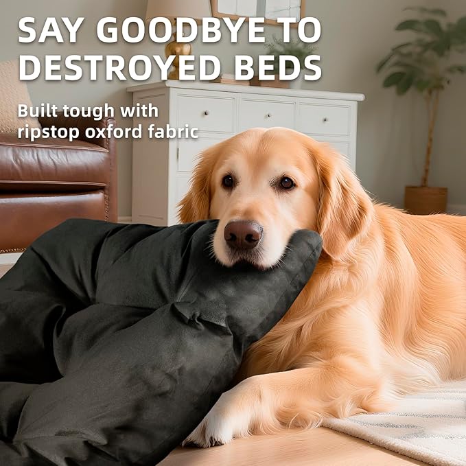 Dog Beds Large Sized Dog Washable Pet Bed Mattress with Oxford Fabric Pillow Cushion for Crate Kennel Pet Easy-Carry Cat Beds,35”Lx23”W,Black