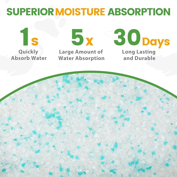 NEWORD Crystals Cat Litter Silica Gel, 14LB Bag, Superior Odor Control, Non Clumping Cat Litter, Lightweight Cleaning Crystals for Home Kitty Litter Boxes Cats Pets, Aloe Vera Fragrance