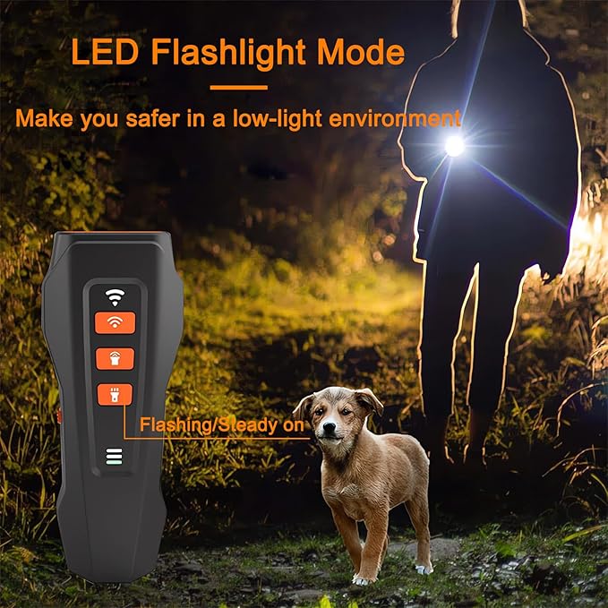 Dog Bark Deterrent Devices,Rechargeable Anti Barking Device Up to 32.8ft Effective Control Range Stops Bad Behavior Dog,Safe for Human & Dogs,Better than Shock Collars or Dog Training Collars,Black